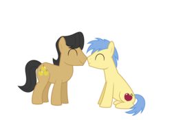 Size: 1280x898 | Tagged: safe, artist:toughbluff, golden delicious, red delicious, earth pony, pony, g4, apple family member, gay, goldenred, incest, male, shipping, simple background, stallion, transparent background, vector