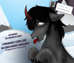 Size: 700x600 | Tagged: safe, artist:wiggles, king sombra, ask king sombra, g4, emo, snow, tumblr