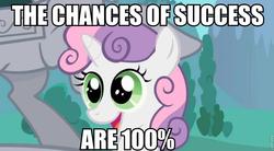 Size: 854x472 | Tagged: safe, sweetie belle, pony, robot, unicorn, g4, female, filly, foal, horn, image macro, open mouth, solo, sweetie bot, teeth, text