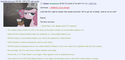 Size: 1103x531 | Tagged: safe, screencap, pinkie pie, g4, /mlp/, 4chan, 4chan screencap, meta, scam, truth, unicon