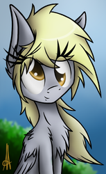 Size: 522x853 | Tagged: safe, artist:ardas91, derpy hooves, pegasus, pony, g4, chest fluff, female, mare, smiling, solo, thin