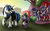 Size: 2504x1563 | Tagged: safe, artist:dawnmistpony, princess cadance, shining armor, spike, twilight sparkle, alicorn, dragon, pony, unicorn, g4, female, hoof shoes, male, mare, saddle bag, sisters-in-law, stallion, unicorn twilight, waving