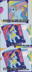 Size: 639x1439 | Tagged: safe, screencap, rainbow dash (g3), earth pony, pony, a charming birthday, g3, birthday, birthday book, butt, female, lore, mare, plot, ponyville surprise birthday book, rainbow, subtitles