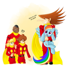 Size: 2235x2352 | Tagged: safe, artist:schreibaby-zephyr, rainbow dash, g4, crossover, cyborg 009, jet link