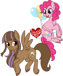 Size: 443x530 | Tagged: safe, artist:lulubell, pinkie pie, oc, pegasus, pony, g4, balloon, simple background, transparent background