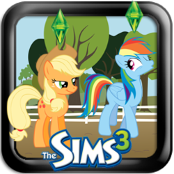Size: 256x256 | Tagged: safe, artist:emper24, applejack, rainbow dash, earth pony, pegasus, pony, g4, crossover, female, icon, lidded eyes, mare, one eye closed, plumbob, smiling, smirk, the sims, whistling, wink
