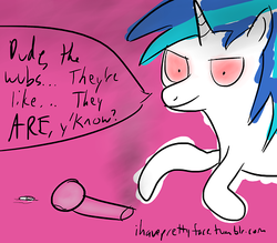 Size: 500x438 | Tagged: safe, artist:ihaveprettyface, dj pon-3, vinyl scratch, g4, 30 minute art challenge, bong, high