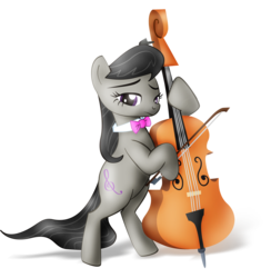 Size: 3411x3500 | Tagged: safe, artist:nicolaykoriagin, octavia melody, earth pony, pony, g4, bipedal, bow (instrument), cello, female, musical instrument, simple background, solo, transparent background, vector