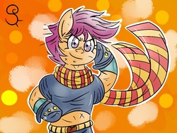 Size: 1024x768 | Tagged: safe, artist:shinkuma, scootaloo, g4, jojo's bizarre adventure, joseph joestar