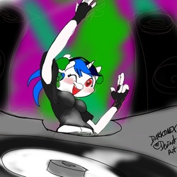 Size: 500x500 | Tagged: safe, artist:darkonix, dj pon-3, vinyl scratch, anthro, g4, 30 minute art challenge