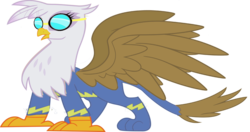 Size: 1193x631 | Tagged: safe, artist:rarity6195, gilda, griffon, g4, female, goggles, majestic, simple background, solo, spread wings, transparent background, wings, wonderbolts uniform