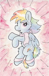 Size: 735x1137 | Tagged: safe, artist:slightlyshade, rainbow dash, pony, g4, anklet, clothes, female, scarf, solo, traditional art