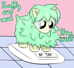 Size: 650x600 | Tagged: safe, artist:lamia, fluffy pony, fluffy pony original art, scale, solo, weighing