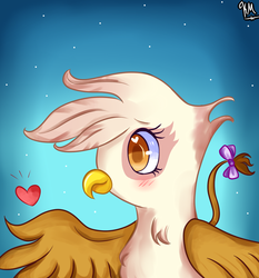 Size: 930x1000 | Tagged: safe, artist:pklove-chan, gilda, griffon, g4, bow, female, heart, solo