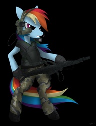 Size: 1000x1303 | Tagged: safe, artist:mirapony, rainbow dash, alien, pegasus, pony, g4, boots, camouflage, clothes, female, gun, mare, marine, military, military pony, military uniform, parody, shoes, soldier, soldier pony, uniform