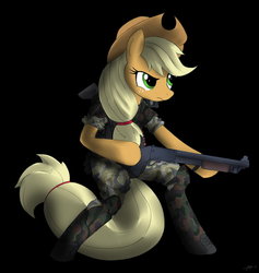 Size: 900x949 | Tagged: safe, artist:mirapony, applejack, alien, earth pony, pony, g4, boots, camouflage, clothes, female, gun, mare, marine, military, military pony, military uniform, parody, shoes, soldier, soldier pony, uniform