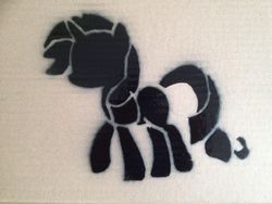 Size: 3264x2448 | Tagged: safe, artist:scarfi5h, rarity, pony, g4, graffiti, photo, solo, stencil, traditional art