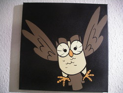 Size: 2592x1944 | Tagged: safe, artist:emper24, owlowiscious, bird, owl, g4, pet, photo, stencil, traditional art