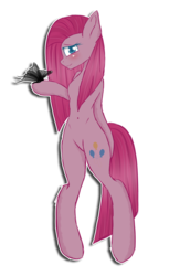 Size: 2600x4000 | Tagged: safe, artist:pastelflakes, pinkie pie, butterfly, earth pony, pony, g4, female, mare, pinkamena diane pie, simple background, solo, transparent background