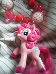 Size: 480x640 | Tagged: safe, pinkie pie, g4, beads, irl, mcdonald's happy meal toys, necklace, photo, toy, unshorn fetlocks