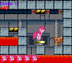 Size: 256x224 | Tagged: safe, pinkie pie, g4, comic sans, fan game, game, lava