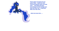 Size: 964x513 | Tagged: safe, princess luna, pony, g4, broadway, brush, female, simple background, solo, song reference, tangled (disney)