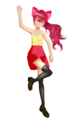 Size: 1600x2568 | Tagged: safe, artist:bizarrepony, apple bloom, human, g4, clothes, female, humanized, simple background, skinny, skirt, solo, thigh highs, thin, transparent background