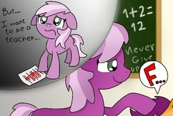 Size: 480x320 | Tagged: dead source, safe, artist:star-the-raccoon, cheerilee, scootaloo, earth pony, pegasus, pony, g4, chalkboard, consoling, crying, female, filly, head pat, mare, math, pat, petting, sad, younger