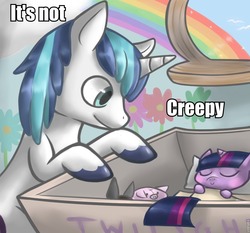 Size: 943x878 | Tagged: safe, shining armor, twilight sparkle, pony, friendship is witchcraft, g4, baby, baby pony, babylight sparkle, caption, colt, foal, foaly matripony, implied incest, implied shipping, implied straight, not creepy, role reversal, younger