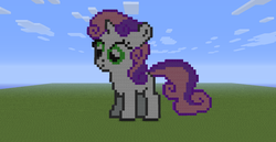 Size: 1366x706 | Tagged: safe, artist:darkflaretj, sweetie belle, pony, unicorn, g4, /mlp/, female, filly, game screencap, minecraft, minecraft pixel art, pixel art