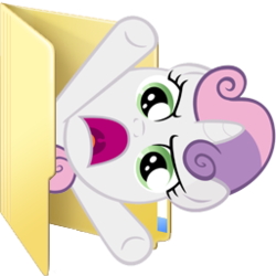 Size: 256x256 | Tagged: safe, artist:blues27xx, sweetie belle, pony, unicorn, g4, computer icon, female, filly, foal, folder, oh come on, simple background, solo, transparent background, webcore