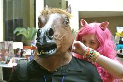 Size: 960x643 | Tagged: safe, pinkie pie, horse, human, g4, cosplay, hoers, hoers mask, irl, irl human, photo