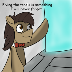 Size: 600x600 | Tagged: safe, artist:noah garcia, doctor whooves, time turner, earth pony, pony, g4, comic sans, doctor who, eleventh doctor, hilarious in hindsight, tardis, tardis console room, tardis control room, tumblr