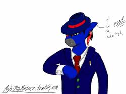 Size: 960x720 | Tagged: safe, artist:mixmasterz, oc, oc only, cigarette, clothes, hat, request, suit, trilby
