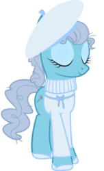 Size: 900x1477 | Tagged: safe, artist:cool77778, screw loose, earth pony, pony, g4, beatnik, beret, clothes, eyes closed, female, mare, simple background, solo, sweater, transparent background