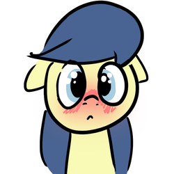 Size: 500x500 | Tagged: safe, artist:fiddlearts, fiddlesticks, pony, g4, apple family member, blushing, female, simple background, solo