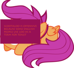 Size: 985x902 | Tagged: safe, scootaloo, offensive ponies, g4, meta, text