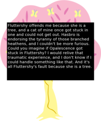 Size: 500x602 | Tagged: safe, fluttershy, offensive ponies, g4, dendrification, fluttertree, meta, simple background, species swap, text, transparent background, tree