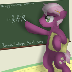 Size: 1280x1280 | Tagged: safe, artist:lightningnickel, cheerilee, earth pony, pony, g4, 30 minute art challenge, bipedal, chinese, jubilance, male, rule 63, signature, stallion