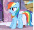 Size: 304x271 | Tagged: safe, screencap, rainbow dash, rarity, g4, magical mystery cure, animated, dancing, element of loyalty, female, loop, singing, slide