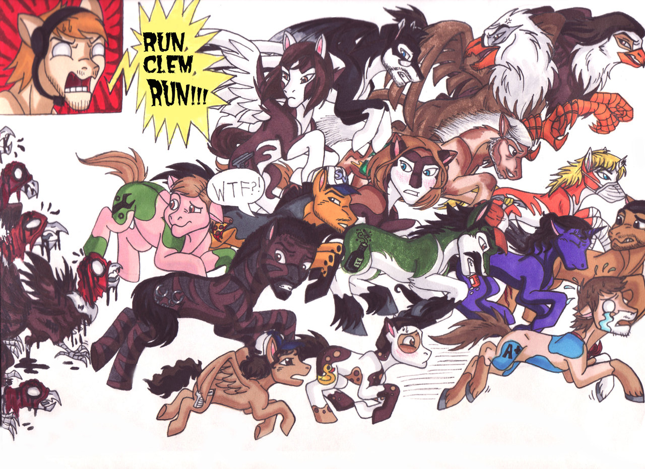256744 - safe, artist:whitefangkakashi300, lee everett, pewdiepie,  ponified, the walking dead - Derpibooru