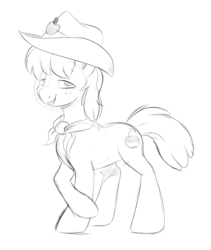 Size: 820x972 | Tagged: safe, artist:sb, half baked apple, pony, g4, apple family member, monochrome, sketch, solo