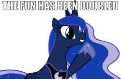 Size: 812x528 | Tagged: safe, princess luna, g4, dubs, image macro, one off, simple background, transparent background, vector, you had one job anon