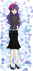 Size: 550x1200 | Tagged: safe, artist:meowkin, rarity, human, g4, beatnik rarity, beret, clothes, female, hat, humanized, skinny, solo, thin