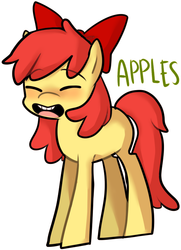 Size: 532x735 | Tagged: safe, artist:ghost, apple bloom, g4, blushing, eyes closed, open mouth, simple background, teeth, white background
