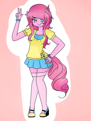Size: 540x720 | Tagged: safe, artist:wizzybby, pinkie pie, human, g4, eared humanization, female, humanized, pony coloring, solo, tailed humanization