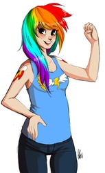 Size: 490x800 | Tagged: safe, artist:aiji, rainbow dash, human, g4, female, humanized, solo