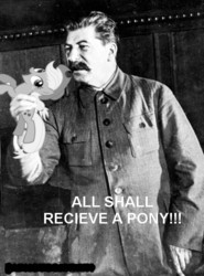 Size: 517x700 | Tagged: safe, applejack, earth pony, human, pony, g4, english, irl, irl human, josef stalin, photo, ponies in real life, text