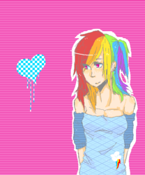 Size: 500x600 | Tagged: safe, artist:butterfly-pants, rainbow dash, human, g4, female, humanized, solo