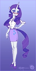 Size: 423x839 | Tagged: safe, artist:solar-misae, rarity, human, g4, eared humanization, female, glasses, horn, horned humanization, humanized, pony coloring, solo, tailed humanization